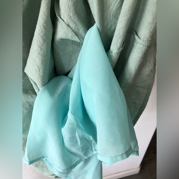 Umgee|Boho mint lace embroidered dress (or tunic top) with tiered ruffle sleeve• - Picture 9 of 13